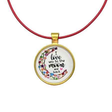 necklace red cord gold love to the moon